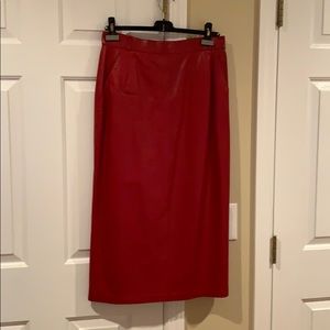 Red leather long skirt imported from Italy